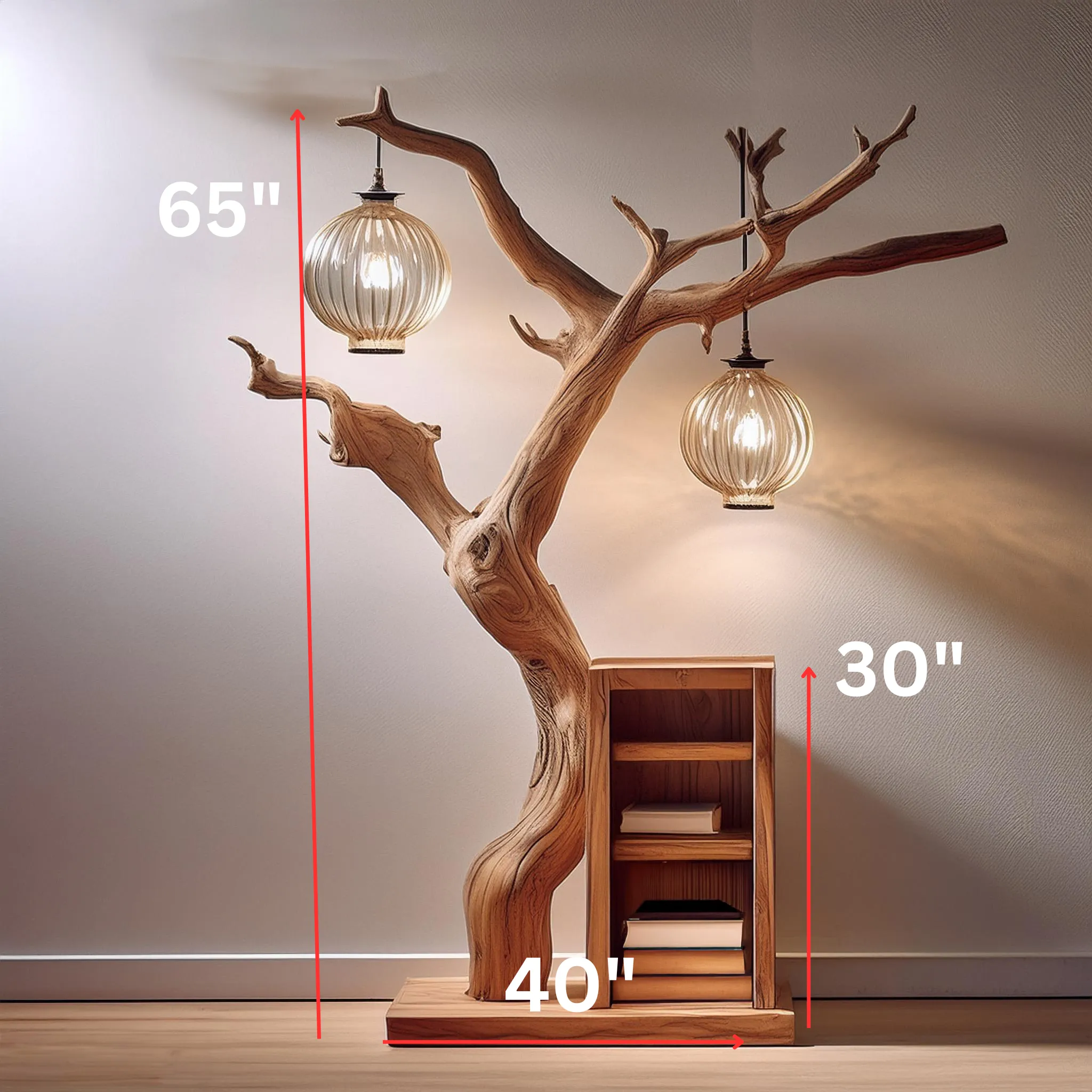 Tree Branches Lamp Floating Wall Bookshelf Custom Decor Home