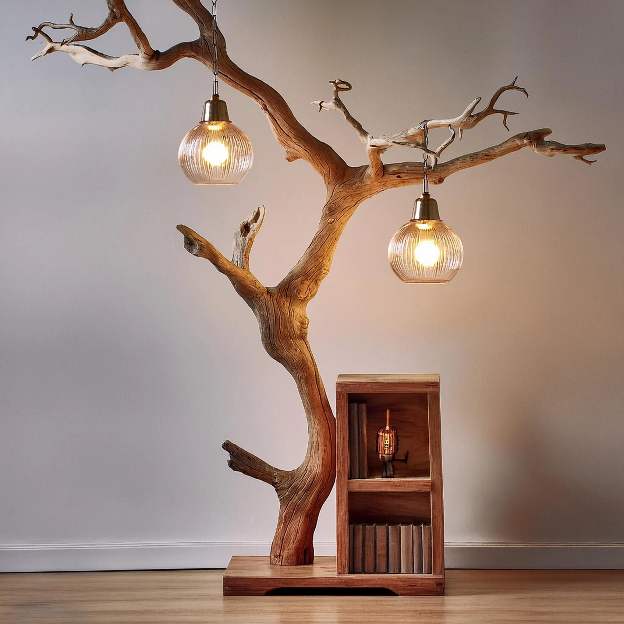 Tree Branches Lamp Floating Wall Bookshelf Custom Decor Home