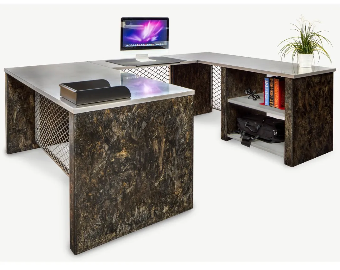 Urban Junior U Shape Industrial Desk with Storage Shelves
