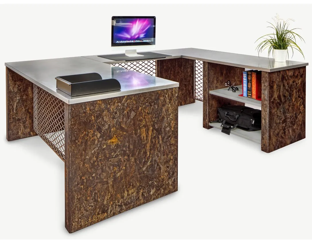 Urban Junior U Shape Industrial Desk with Storage Shelves