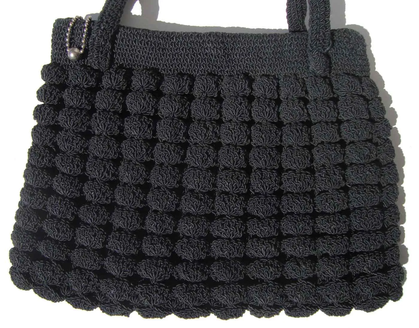Vintage Corde Handbag Black Popcorn Art Deco Bag Purse