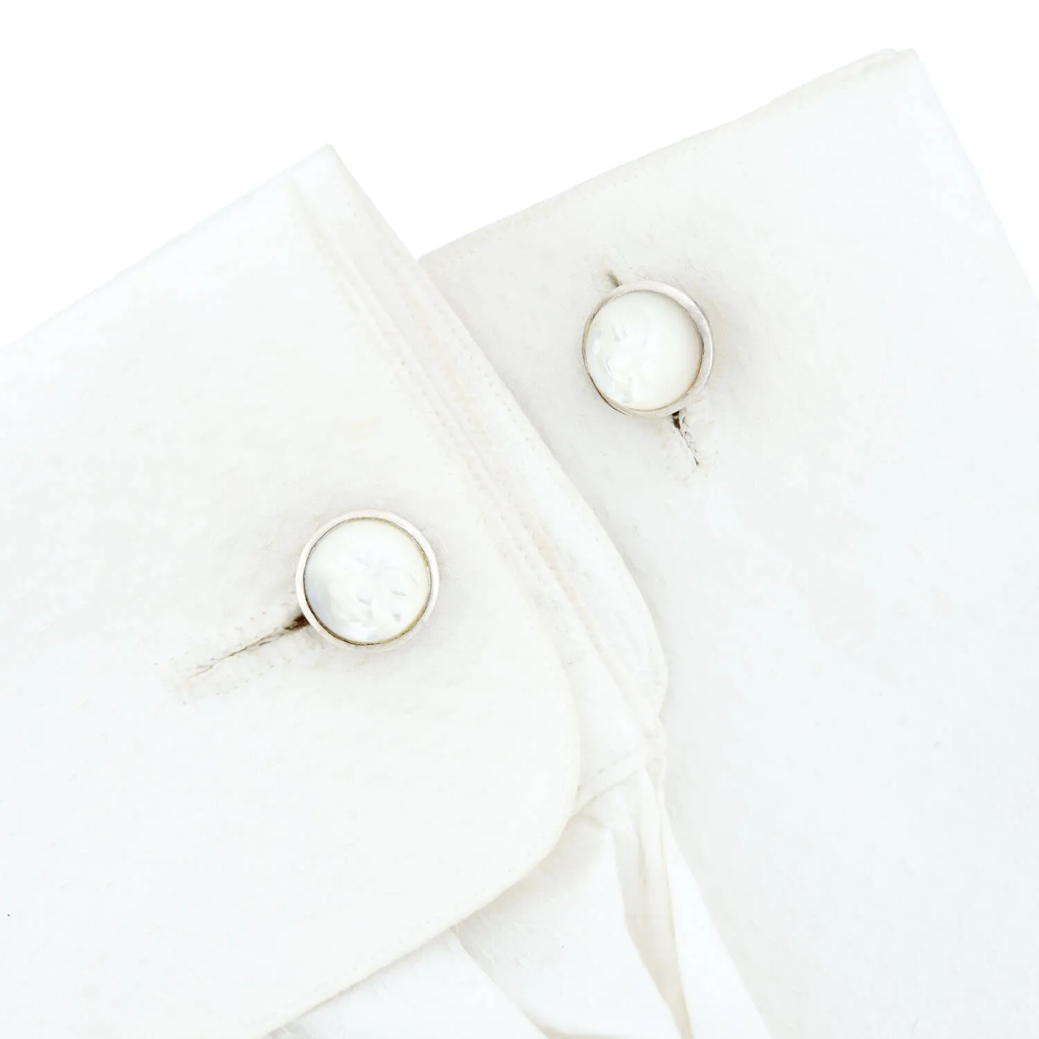 Vintage Sterling Silver Mother of Pearl "Man in the Moon" Cufflinks