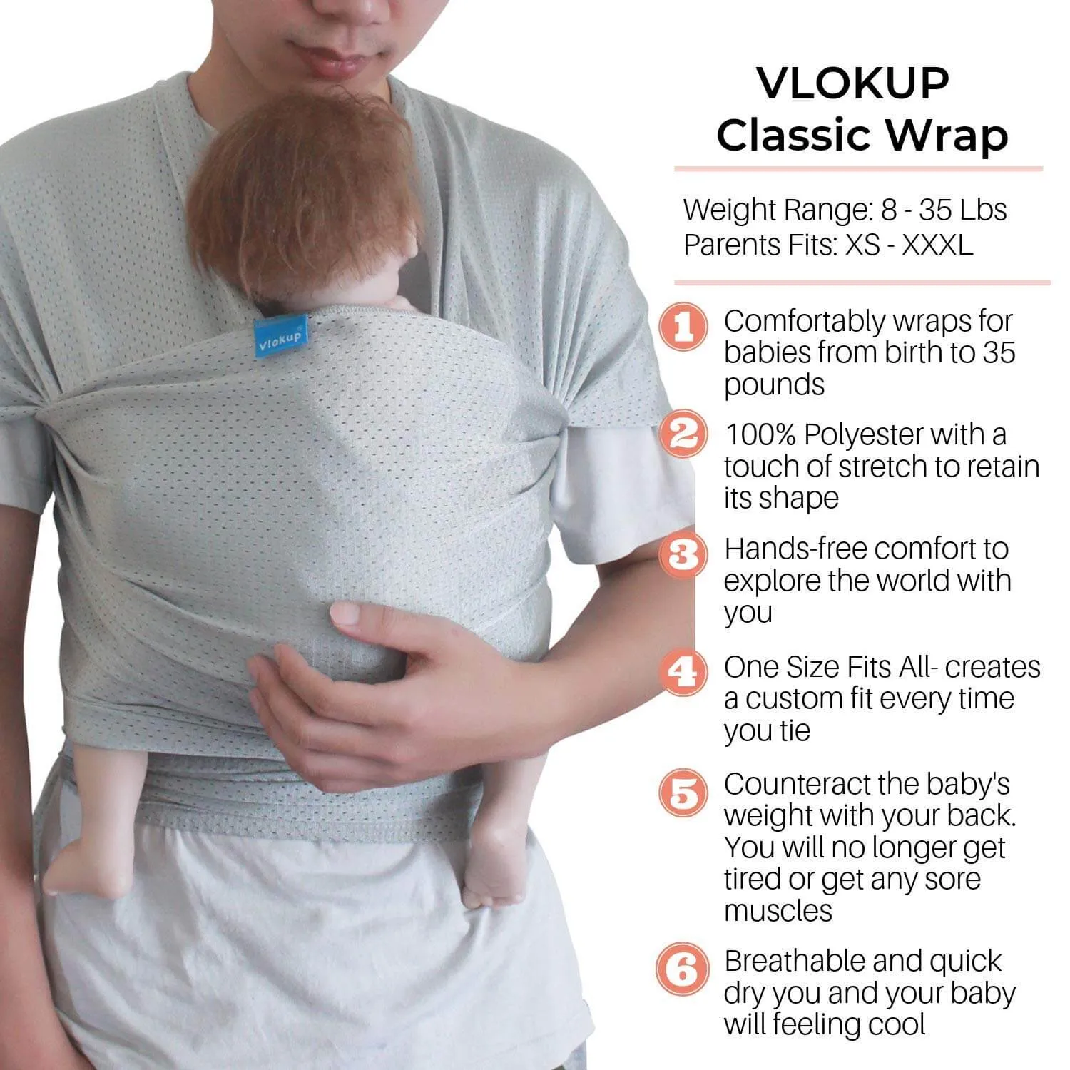Vlokup Baby Wrap Water Sling Carrier Lake Blue