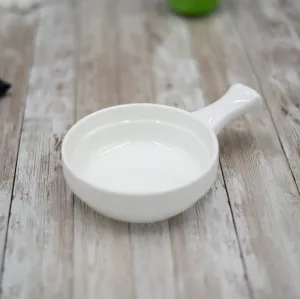 White French Onion Baking Dish With Handle 5" inch | 10 Oz