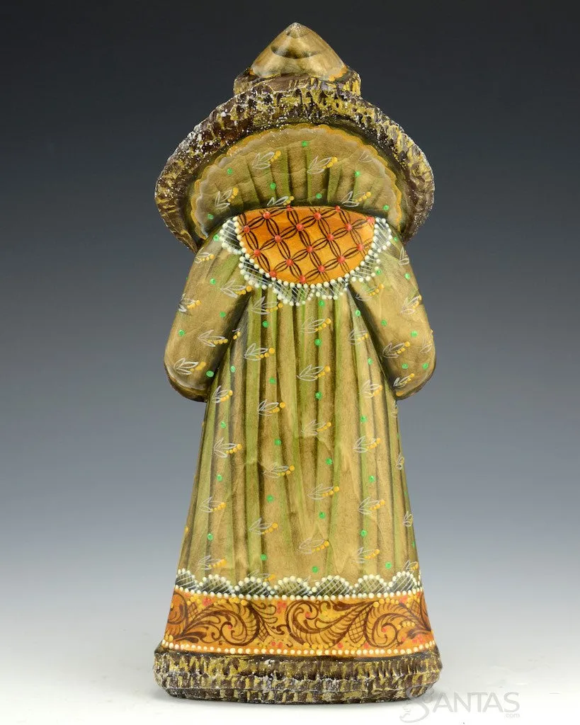 Woodland Green Russian Santa Carving