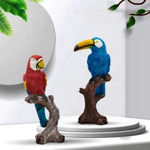 Xtore Parrot Love Couple Vastu Bird Figurine Showpiece Sitting on Tree for Home Decor (Pack of 1, Multicolor)