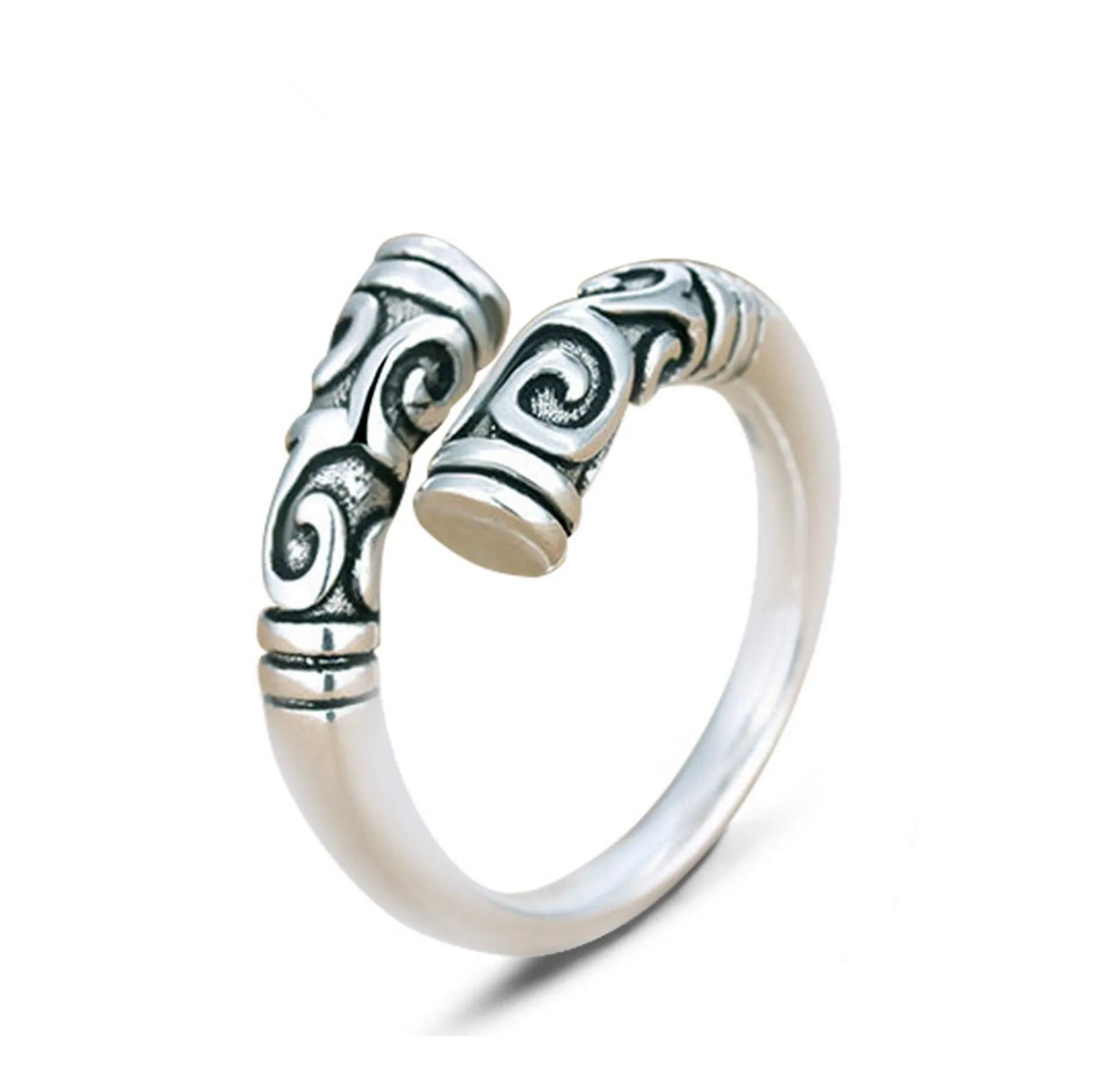 Yellow Chimes Designer Crafted Retro Vintage Ancient Style Opening Ends Silver Plated Rings for Women and Girl's
