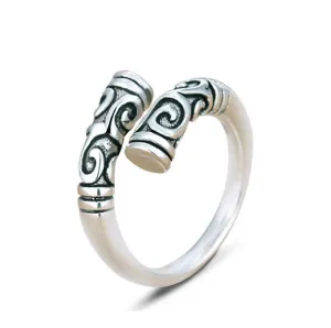 Yellow Chimes Designer Crafted Retro Vintage Ancient Style Opening Ends Silver Plated Rings for Women and Girl's