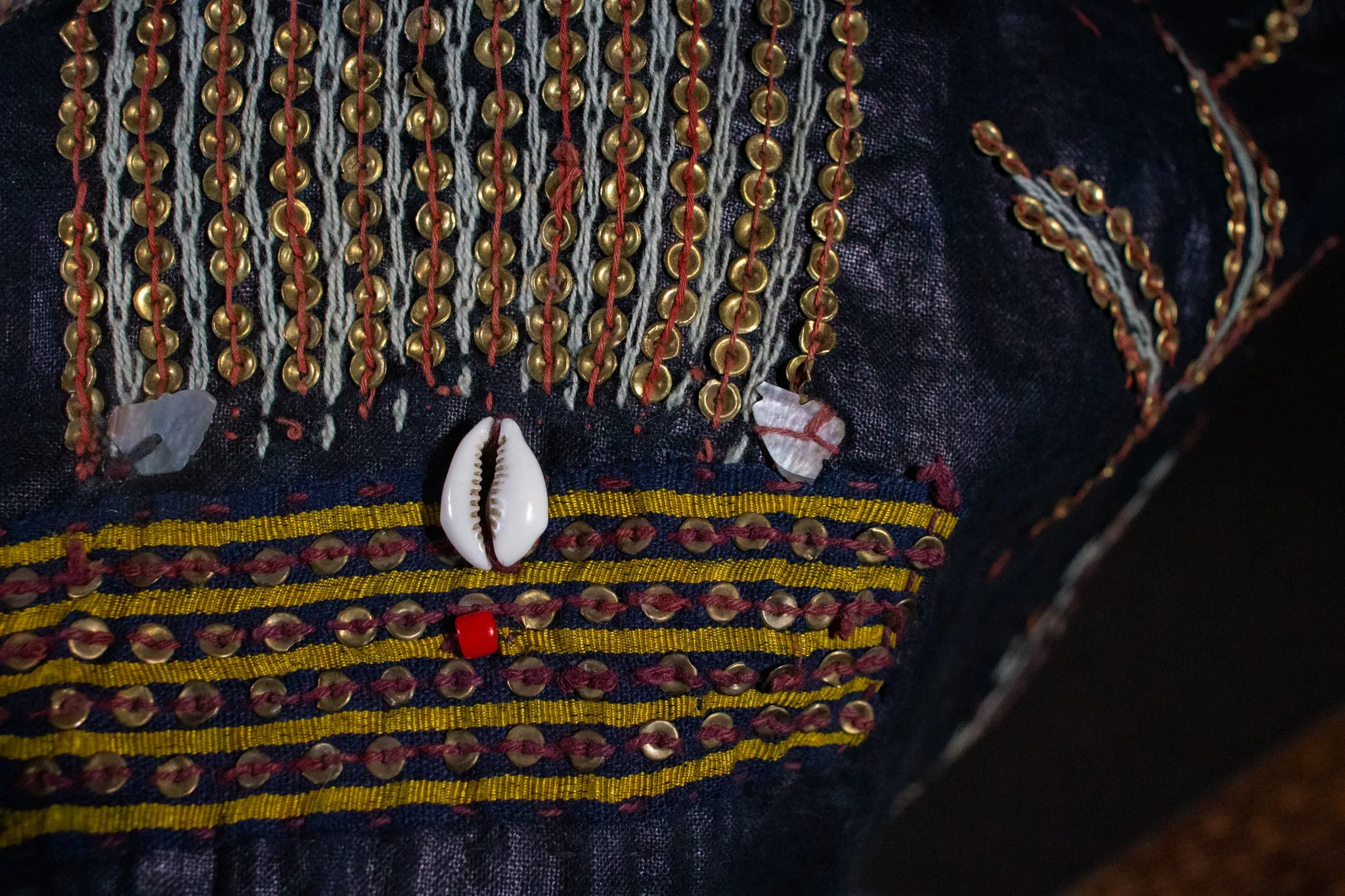 Yemen  Indigo Dress  with Embroidery and Brass Sequins